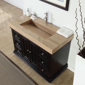 Silkroad Exclusive  48-inch Travertine Top Single Sink Bathroom Vanity - V0284TR48C