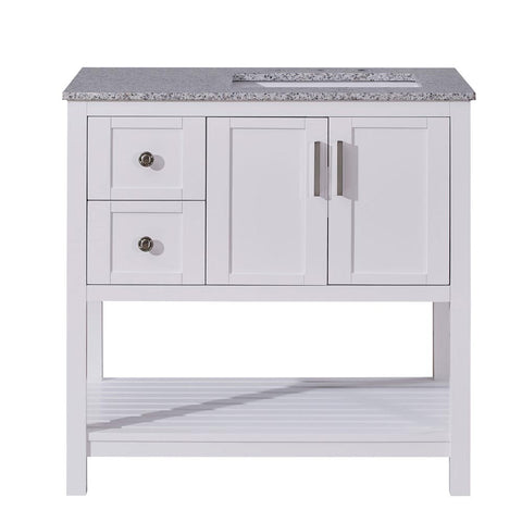 Image of Silkroad Exclusive  36-inch Sesame White Granite Top Single Sink Bathroom Vanity - V10036WSSR