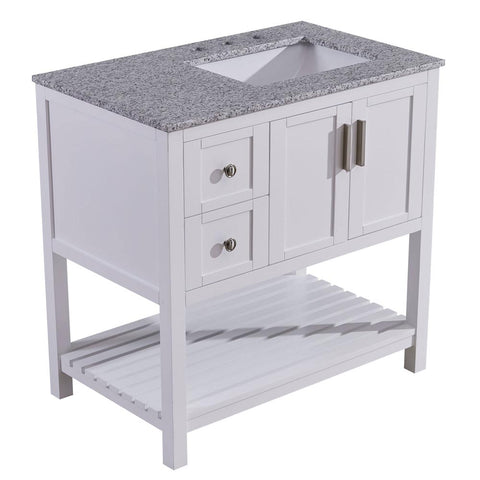 Image of Silkroad Exclusive  36-inch Sesame White Granite Top Single Sink Bathroom Vanity - V10036WSSR