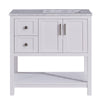 Silkroad Exclusive  36-inch Carrara White Marble Top Single Sink Bathroom Vanity - V10036WWSR