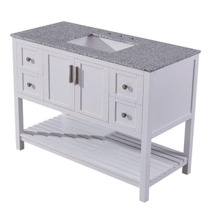 Silkroad Exclusive  48-inch Sesame White Granite Top Single Sink Bathroom Vanity - V10048WSSC