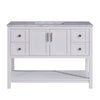 Silkroad Exclusive  48-inch Carrara White Marble Top Single Sink Bathroom Vanity - V10048WWSC