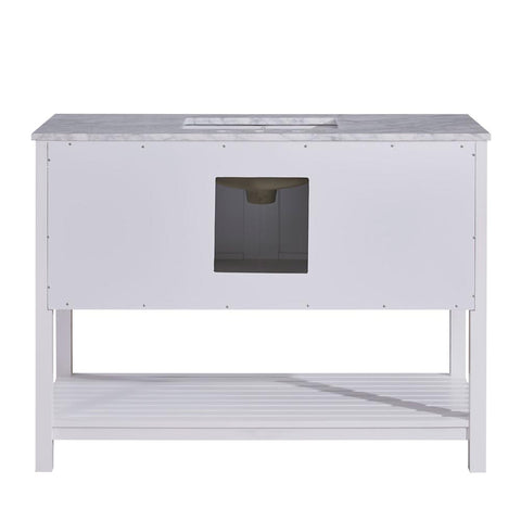 Image of Silkroad Exclusive  48-inch Carrara White Marble Top Single Sink Bathroom Vanity - V10048WWSC