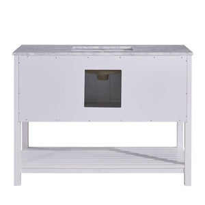 Silkroad Exclusive  48-inch Carrara White Marble Top Single Sink Bathroom Vanity - V10048WWSC