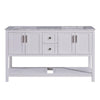 Silkroad Exclusive  60-inch Carrara White Marble Top Double Sink Bathroom Vanity - V10060WWSD