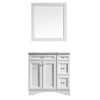 Naples 36" Vanity in White with Carrara White Marble Countertop With Mirror