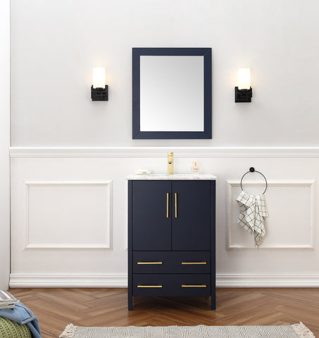 Image of 24" Blue Solid Wood Sink Vanity With Mirror