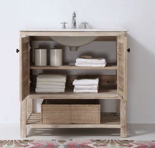 36" Solid Wood Sink Vanity with Marble top - No faucet