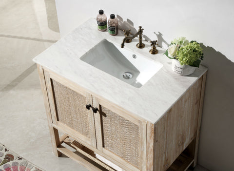 Image of 36" Solid Wood Sink Vanity with Marble top - No faucet