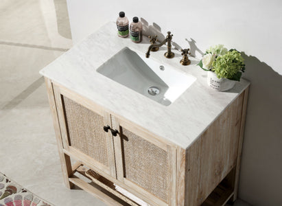 36" Solid Wood Sink Vanity with Marble top - No faucet