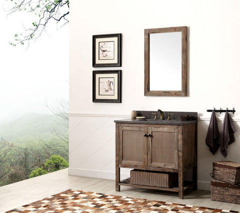 Image of 36" Solid Wood Sink Vanity with Moon stone top - No faucet