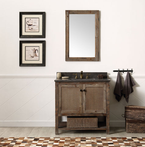 Image of 36" Solid Wood Sink Vanity with Moon stone top - No faucet