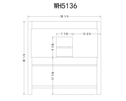 Image of 36" Solid Wood Sink Vanity with Marble top - No faucet