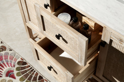 Image of 48" Solid Wood Sink Vanity with Marble top - No faucet