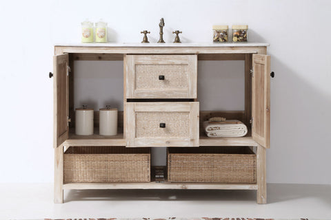 Image of 48" Solid Wood Sink Vanity with Marble top - No faucet