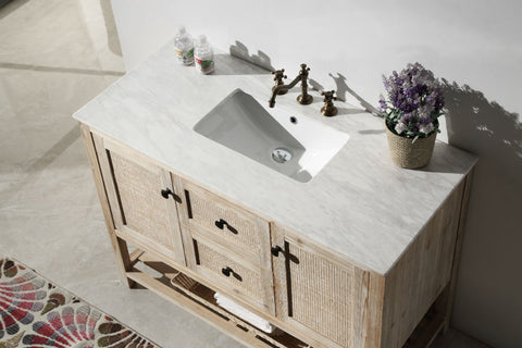 Image of 48" Solid Wood Sink Vanity with Marble top - No faucet