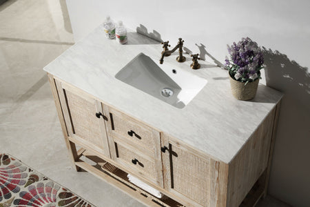 48" Solid Wood Sink Vanity with Marble top - No faucet