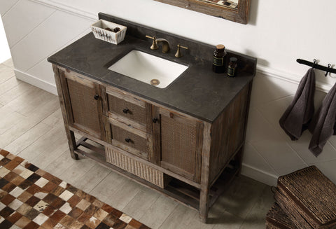 Image of 48" Solid Wood Sink Vanity with Moon stone top - No faucet