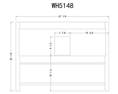 Image of 48" Solid Wood Sink Vanity with Marble top - No faucet