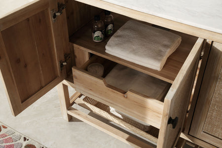 60" Solid Wood Sink Vanity with Marble top - No faucet