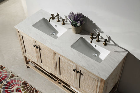 60" Solid Wood Sink Vanity with Marble top - No faucet