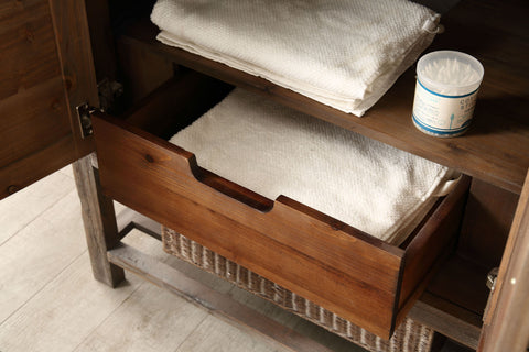 Image of 60" Solid Wood Sink Vanity with Moon stone top - No faucet