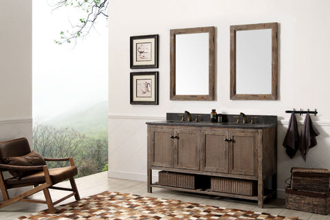 Image of 60" Solid Wood Sink Vanity with Moon stone top - No faucet