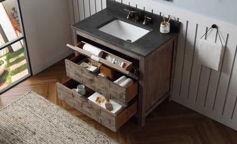 Image of 36" Wood Sink Vanity Match With Marble Wh 5136" Top -No Faucet