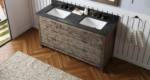 Image of 60" Wood Sink Vanity Match With Marble Wh 5160" Top -No Faucet