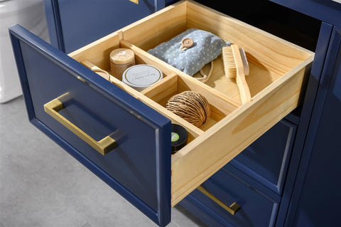 Image of 54" Blue Finish Double Sink Vanity Cabinet With Carrara White Top