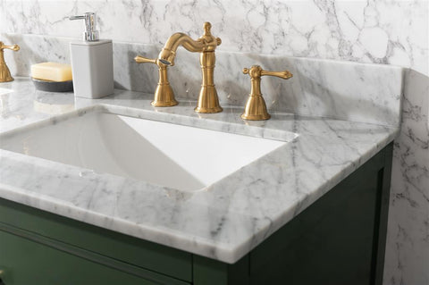 Image of 54" Vogue Green Finish Double Sink Vanity Cabinet With Carrara White Top