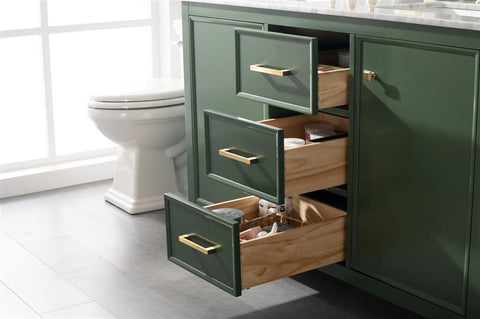 Image of 54" Vogue Green Finish Double Sink Vanity Cabinet With Carrara White Top