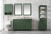 54" Vogue Green Finish Double Sink Vanity Cabinet With Carrara White Top