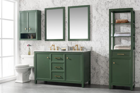 Image of 54" Vogue Green Finish Double Sink Vanity Cabinet With Carrara White Top