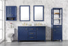 60" Blue Finish Double Sink Vanity Cabinet With Carrara White Top