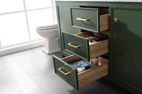 Image of 60" Vogue Green Finish Double Sink Vanity Cabinet With Carrara White Top