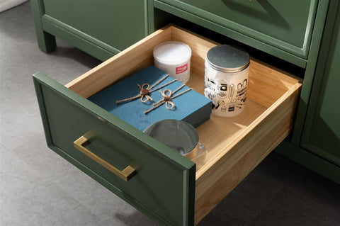 Image of 60" Vogue Green Finish Double Sink Vanity Cabinet With Carrara White Top