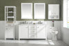 60" White Finish Double Sink Vanity Cabinet With Carrara White Top