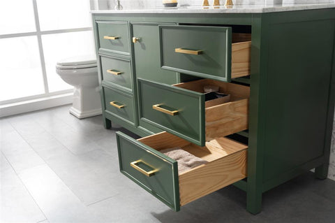 Image of 60" Vogue Green Finish Single Sink Vanity Cabinet With Carrara White Top