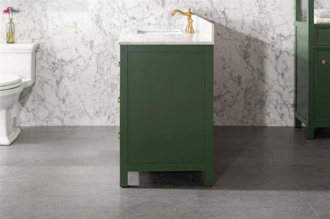 Image of 60" Vogue Green Finish Single Sink Vanity Cabinet With Carrara White Top