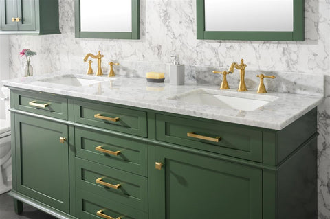 Image of 72" Vogue Green Double Single Sink Vanity Cabinet With Carrara White Top