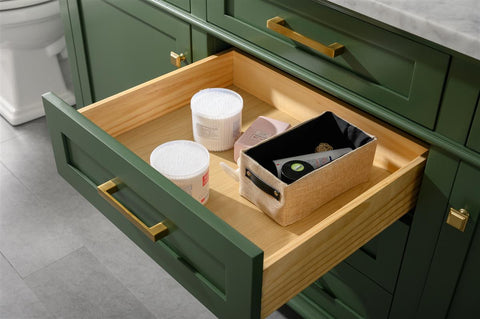 Image of 72" Vogue Green Double Single Sink Vanity Cabinet With Carrara White Top