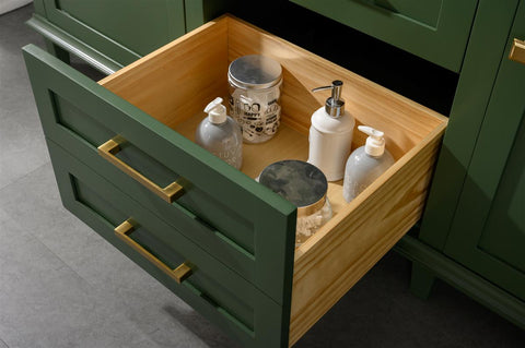 Image of 72" Vogue Green Double Single Sink Vanity Cabinet With Carrara White Top