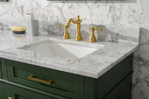 Image of 72" Vogue Green Double Single Sink Vanity Cabinet With Carrara White Top