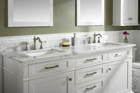 72" White Double Single Sink Vanity Cabinet With Carrara White Top