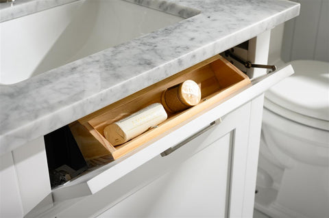 Image of 72" White Double Single Sink Vanity Cabinet With Carrara White Top