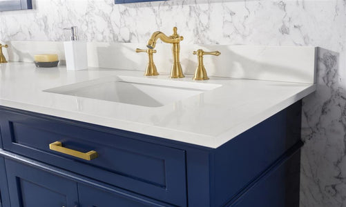 80" Blue Double Sink Vanity Cabinet With Carrara White Quartz Top Wlf2280-Cw-Qz