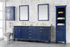 80" Blue Double Sink Vanity Cabinet With Carrara White Quartz Top Wlf2280-Cw-Qz