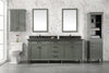 80" Pewter Green Double Single Sink Vanity Cabinet With Blue Lime Stone Quartz Top Wlf2280-Bs-Qz