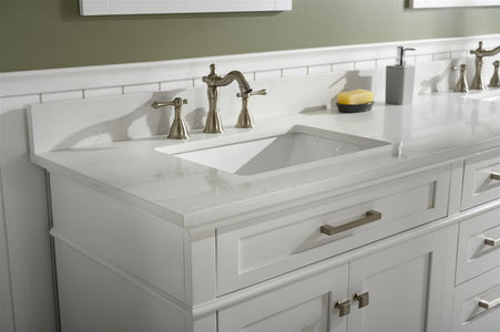 80" White Double Single Sink Vanity Cabinet With Carrara White Quartz Top Wlf2280-Cw-Qz